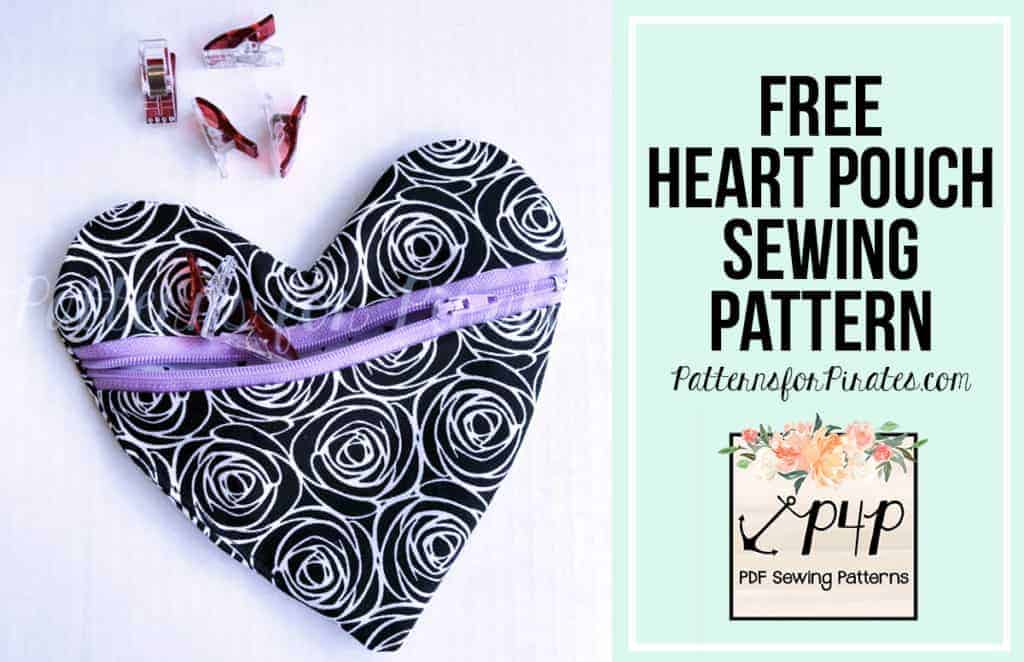 Heart Pouch — Free Valentine Sewing Pattern — original Patterns for Pirates blog artwork