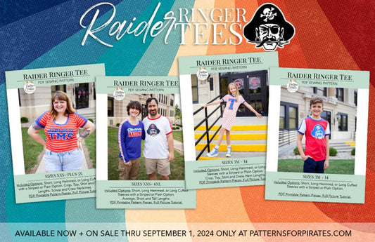 Raider Ringer Tee — original Patterns for Pirates blog artwork