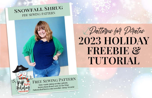 2023 Holiday Freebies :: Snowfall Shrug — original Patterns for Pirates blog artwork