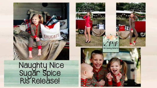 Naughty Nice + Sugar Spice PJs — original Patterns for Pirates blog artwork