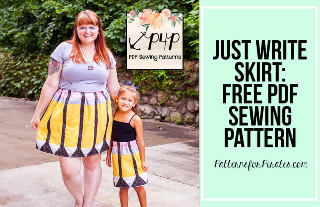 Just Write Skirt — Free Sewing Pattern + Tutorial — original Patterns for Pirates blog artwork