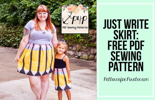Just Write Skirt — Free Sewing Pattern + Tutorial — original Patterns for Pirates blog artwork