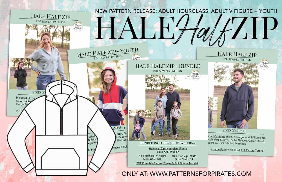 Hale Half Zip — original Patterns for Pirates blog artwork