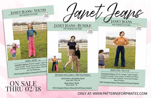 Janet Jeans — original Patterns for Pirates blog artwork