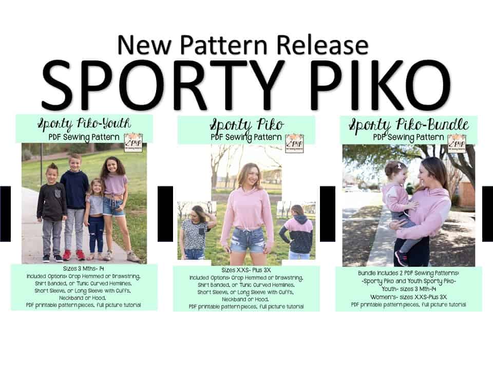Sporty Piko — P4P pattern artwork showing sewn examples
