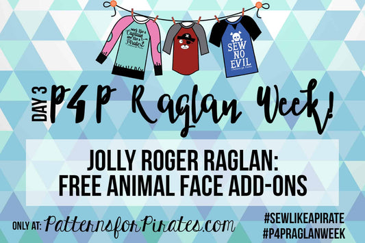 Raglan Week animal face add-on designs