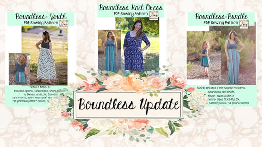 Boundless Dress — New Pattern + Update — P4P pattern artwork showing sewn examples
