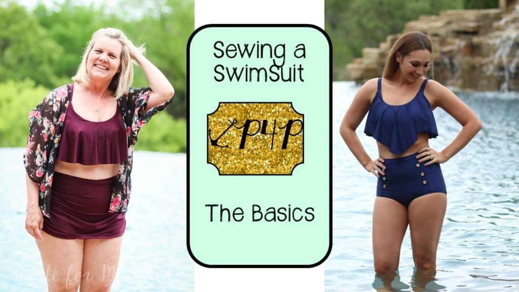 Two sewn swimsuits illustrating P4P swim sewing basics