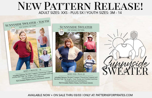Sunnyside Sweater — original Patterns for Pirates blog artwork