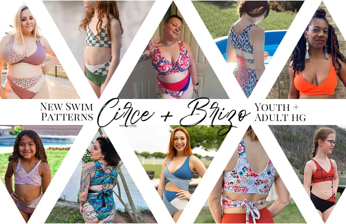 Circe Swim Top + Brizo Bikini Bottom — P4P pattern artwork showing sewn examples