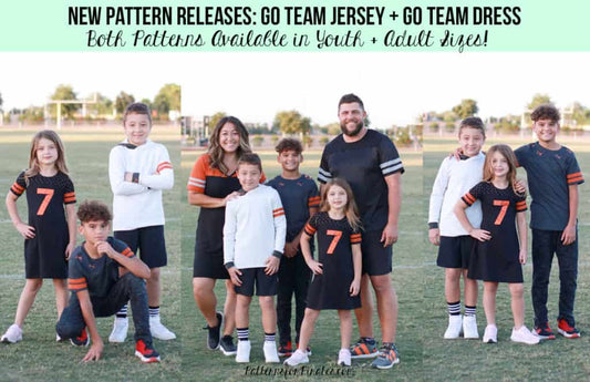 Go Team Patterns — P4P pattern artwork showing sewn examples