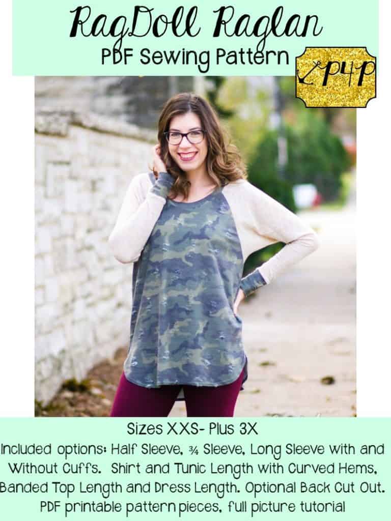 RagDoll Raglan — P4P pattern artwork showing sewn examples