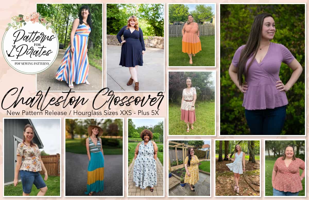 Charleston Crossover — P4P pattern artwork showing sewn examples