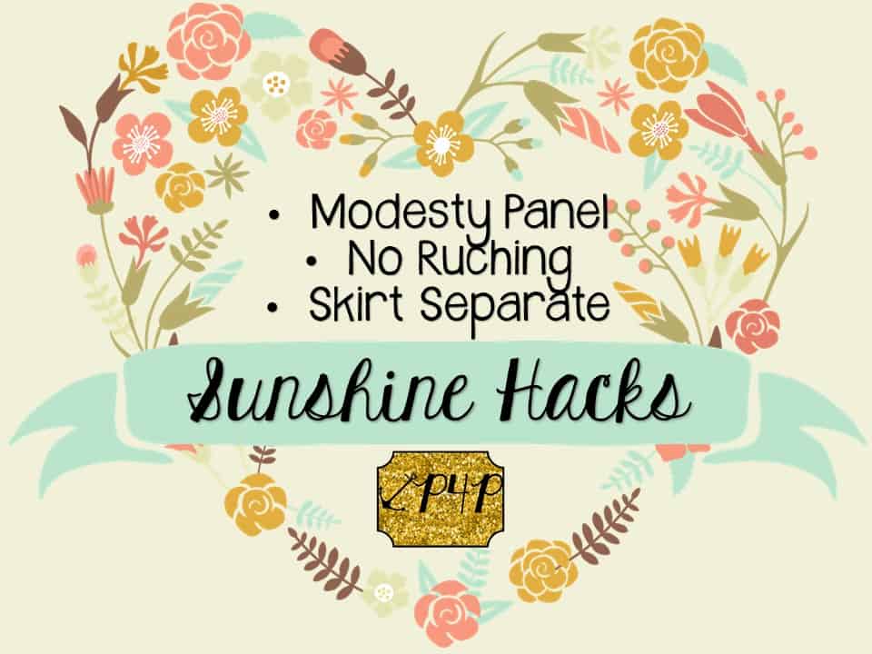 Sunshine Dress hack options: modesty panel, no ruching and separate skirt