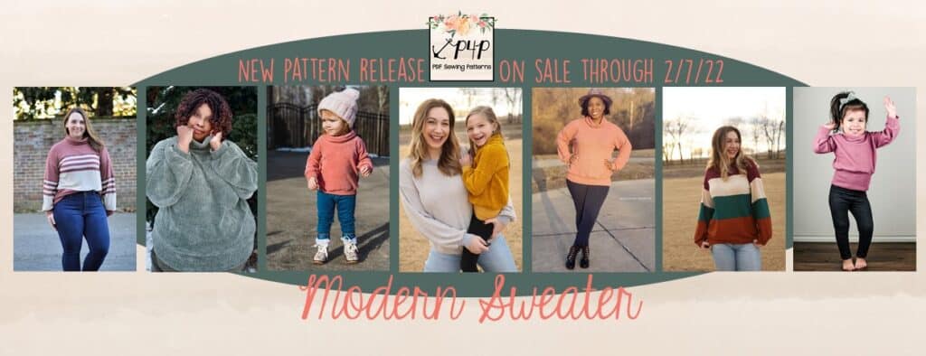 Modern Sweater — P4P pattern artwork showing sewn examples
