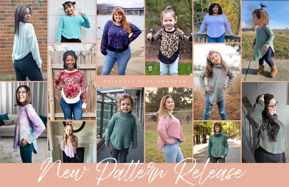 Friendly City Sweater — P4P pattern artwork showing sewn examples