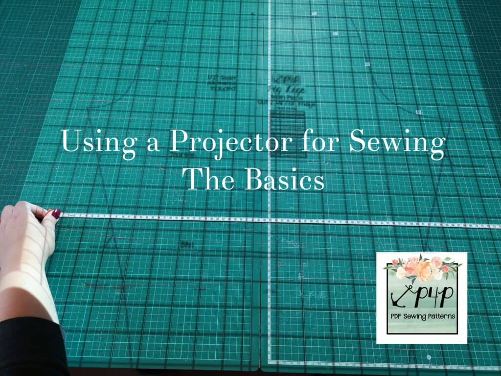 Sewing pattern projected onto a gridded cutting mat