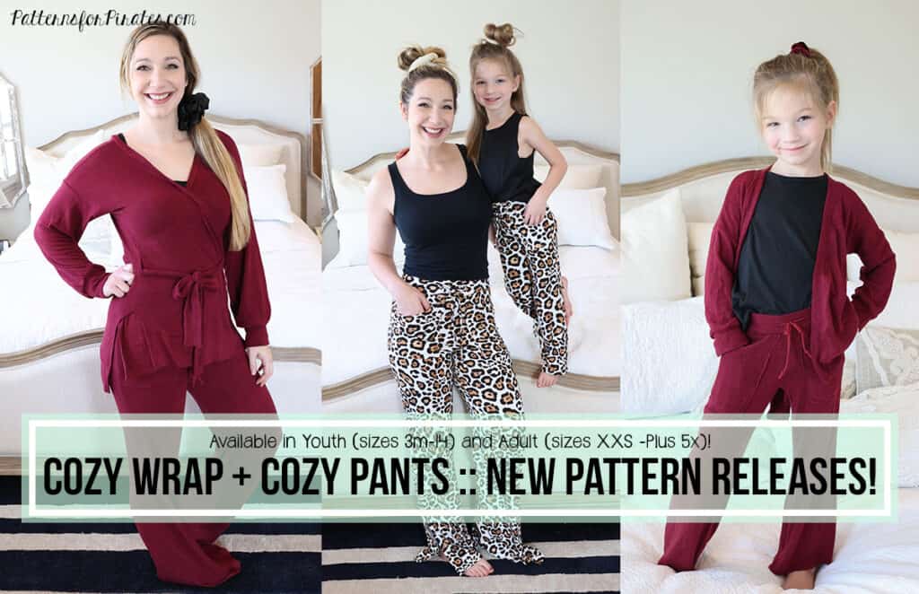 The Cozy Set — P4P pattern artwork showing sewn examples