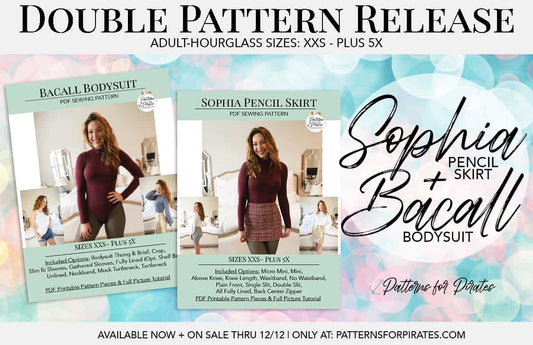 Bacall Bodysuit + Sophia Pencil Skirt — original Patterns for Pirates blog artwork