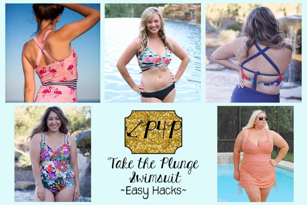 Take the Plunge Swim — Easy Hacks — P4P pattern artwork showing sewn examples