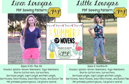 Linen Loungers — P4P pattern artwork showing sewn examples