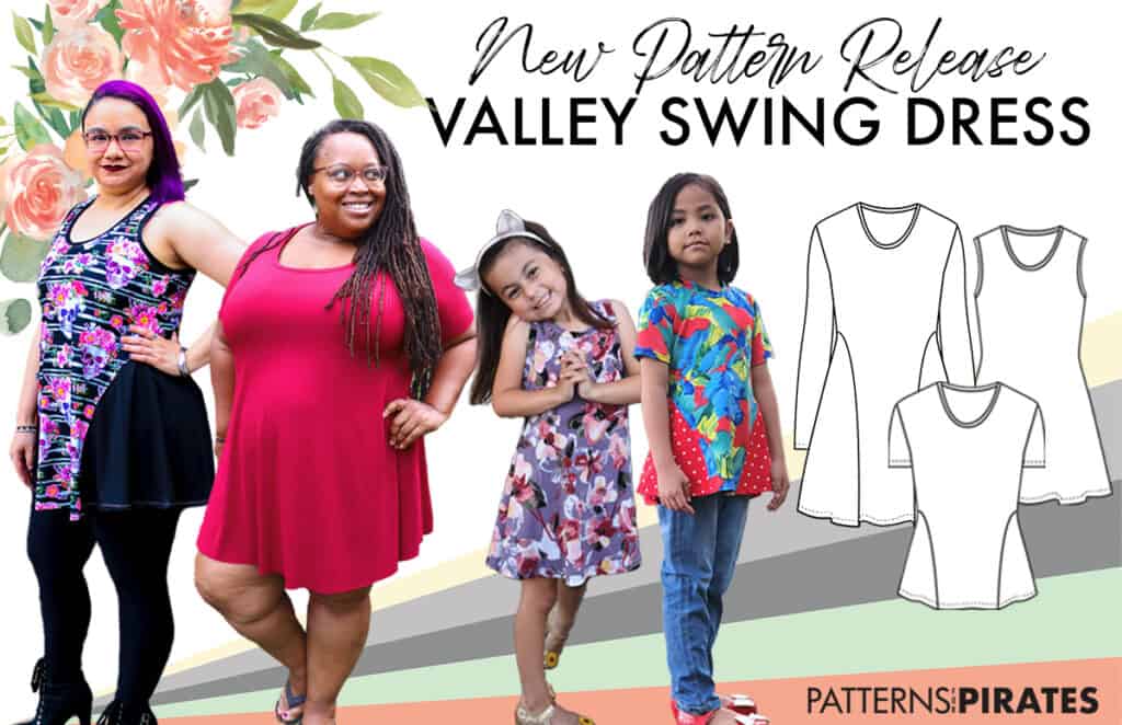 Valley Swing Dress (Adult + Youth Sizes!) — P4P pattern artwork showing sewn examples