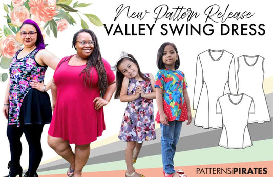 Valley Swing Dress (Adult + Youth Sizes!) — P4P pattern artwork showing sewn examples