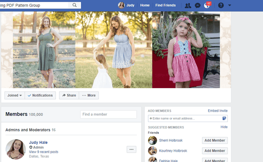 P4P Facebook sewing community at its 100,000-member milestone
