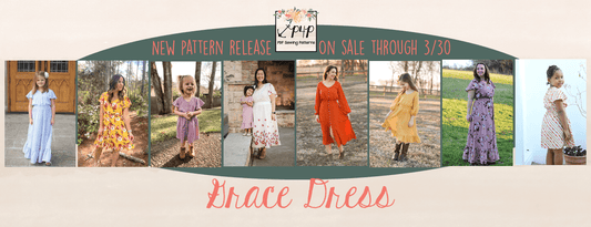 Grace Dress — P4P pattern artwork showing sewn examples