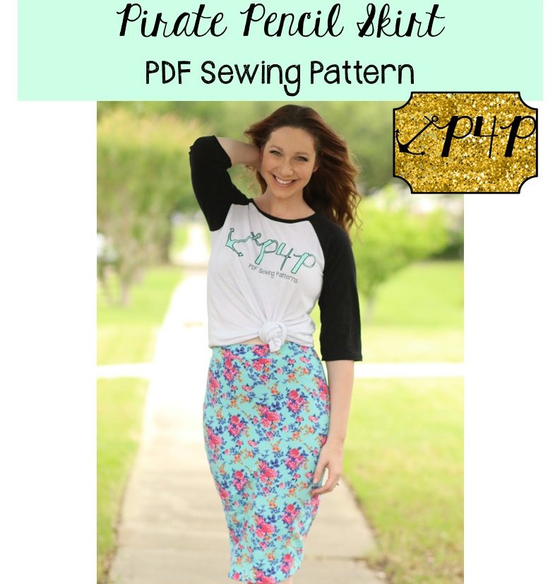 Pirate Pencil Skirt: Free Sewing Pattern Introduction — P4P pattern artwork showing sewn examples
