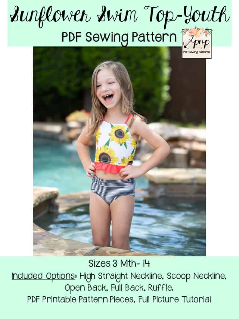 Sunflower Swim Top- Youth