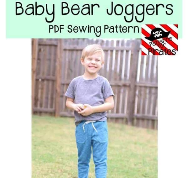 A photo of a finished Baby Bear Joggers.