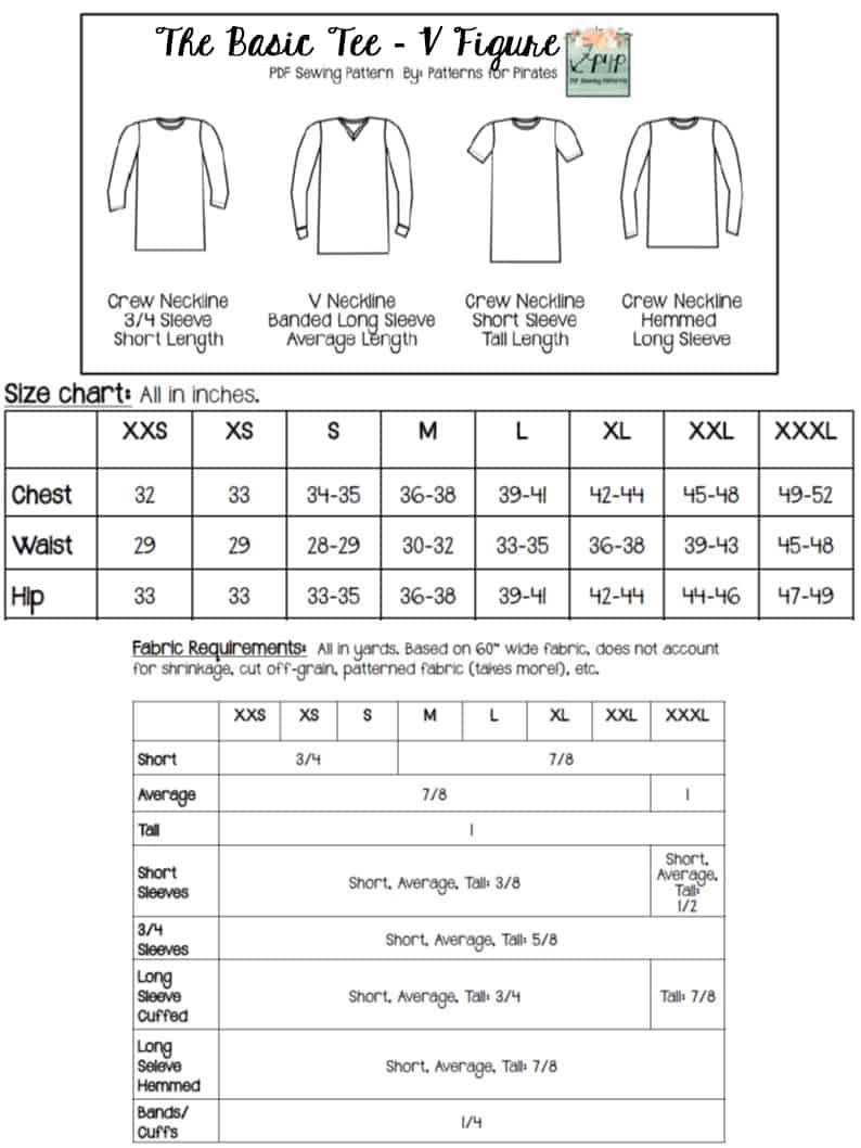 The Basic Tee- V Figure - Patterns for Pirates