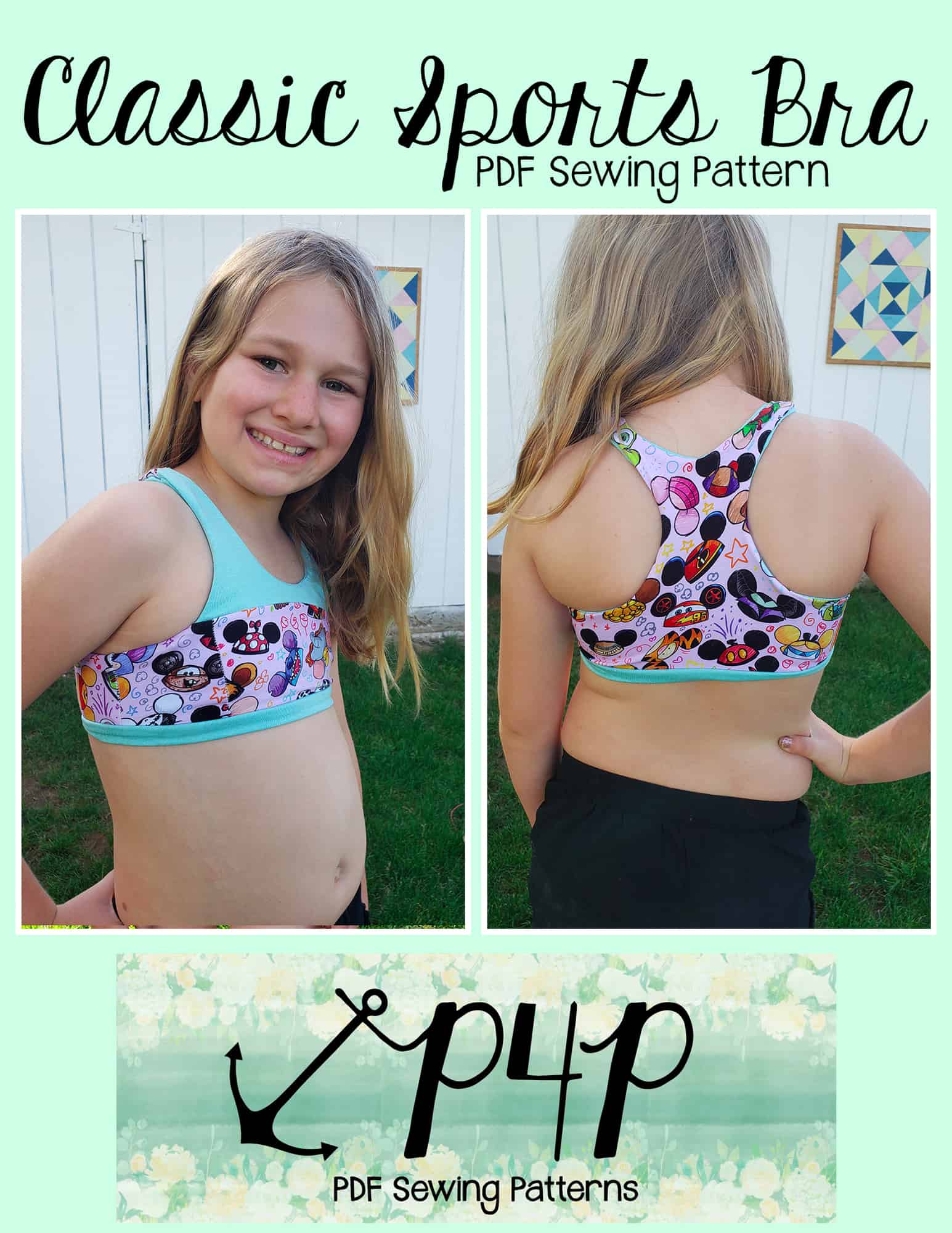 Everyday Training Bralette PDF Sewing Pattern, Tween/teen Training Bra, A  or B Cups, Adjustable Straight or Cross Back Strap, Cup Pockets -   Canada