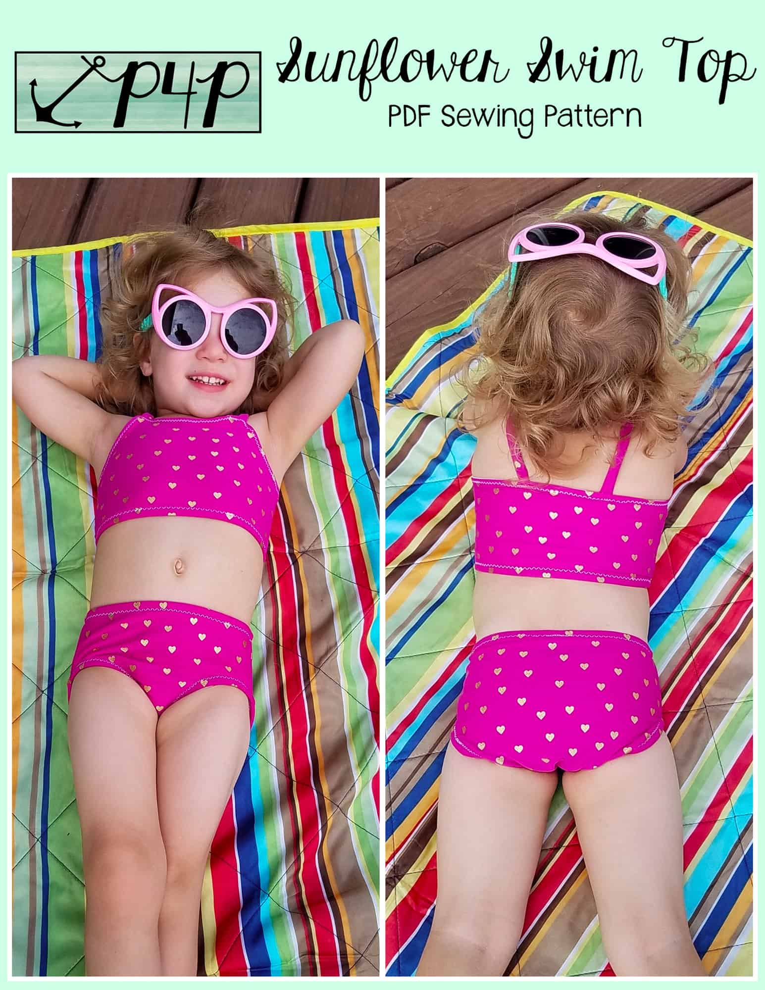 Sunflower Swim Top- Youth - Patterns for Pirates