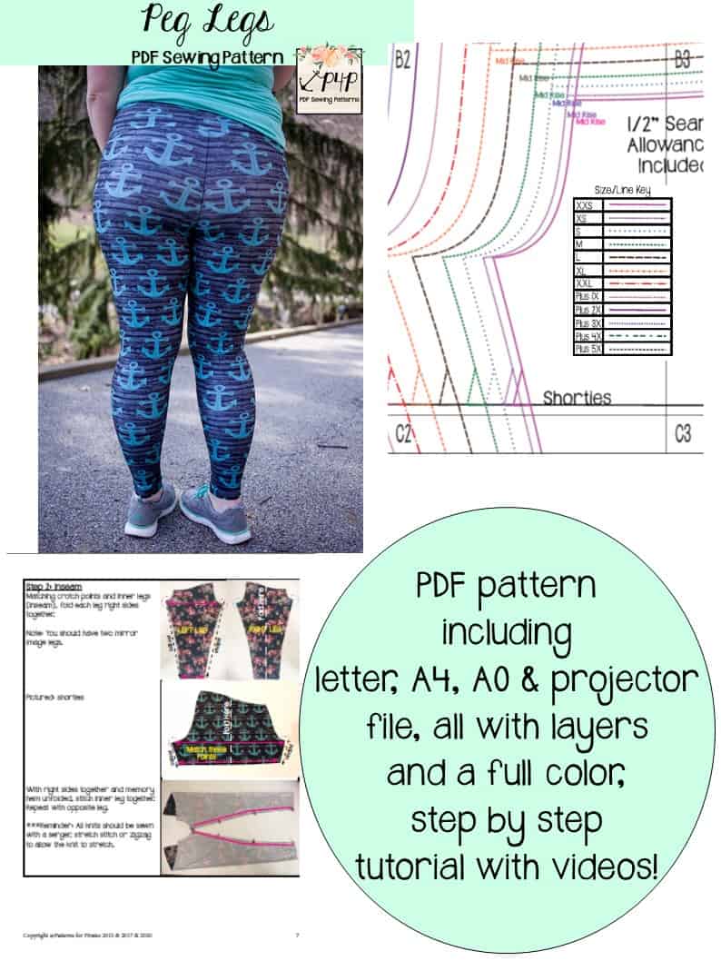 Hourglass Patterns©: No Side Seam Legging PDF Sewing Pattern Sizes