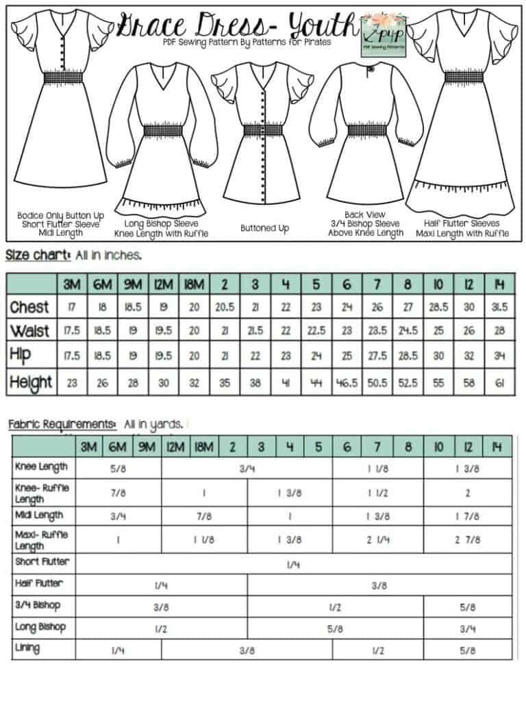 Grace Dress- Youth - Patterns for Pirates