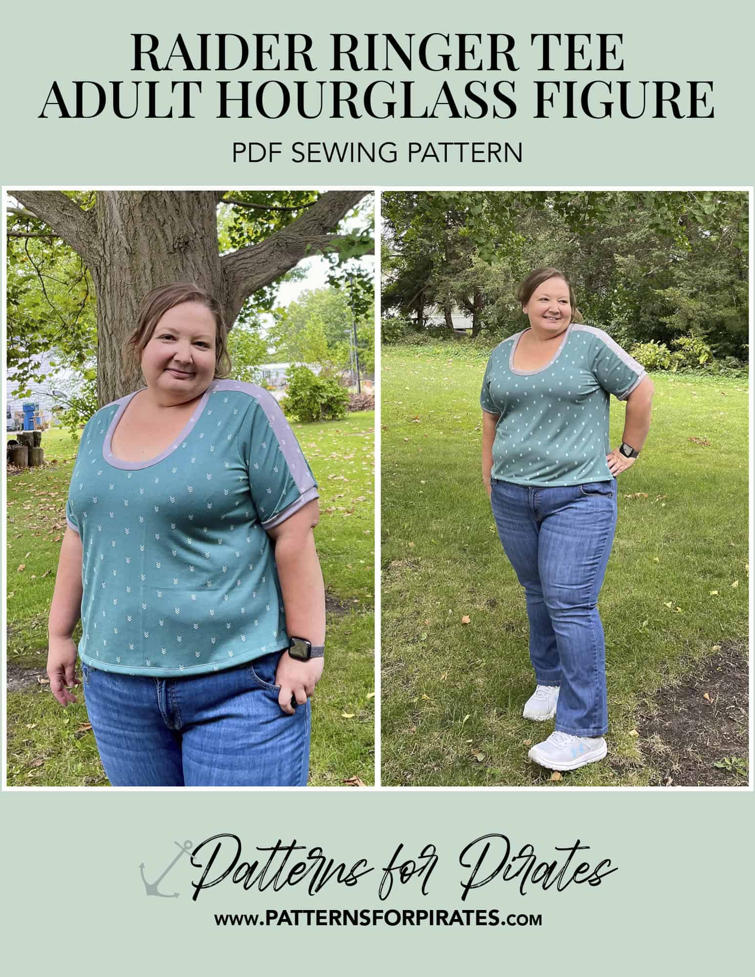 Raider Ringer Tee - Hourglass Figure - Patterns for Pirates